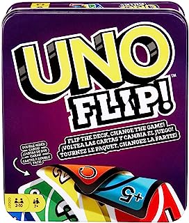 Book Cover UNO FLIP! Family Card Game, with 112 Cards in a Sturdy Storage Tin, Makes a Great Gift for 7 Year Olds and Up