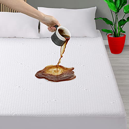 Book Cover SOPAT Queen Size 100% Waterproof Mattress Protector- 3D Air Fabric Waterproof Mattress Cover- Soft, Breathable, Noiseless- Deep Pocket Fits up to 18 Inches