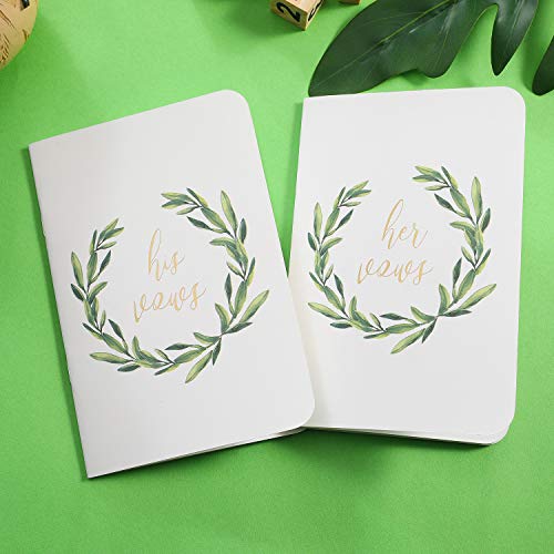 Book Cover AKITSUMA Wedding Vow Books, His and Her Vow Book, Set of 2, White, US-AKI-29