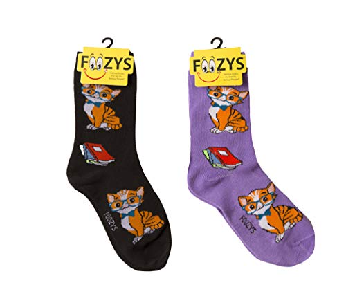 Book Cover Foozys Women’s Crew Socks | Cute Teachers Pet Novelty Socks | 2 Pairs