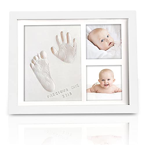 Book Cover Baby Handprint Footprint Keepsake Kit - Baby Prints Photo Frame for Newborn - Baby Nursery Memory Art Kit Frames - Baby Shower Picture Frames for Baby Registry Boys,Girls (Alpine White)