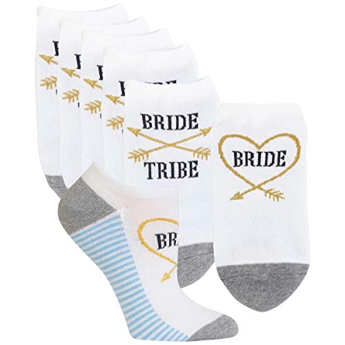 Book Cover Hot Sox Women's Wedding Bliss Novelty Fashion Casual, Bride Tribe (White), Shoe Size: 4-10 (Sock Size: 9-11)