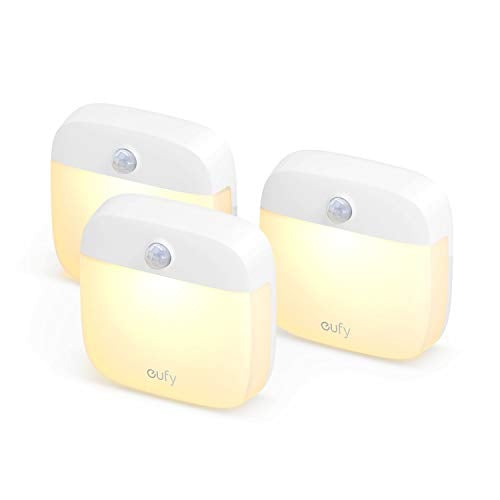 Book Cover eufy by Anker, Lumi Stick-On Night Light, 2nd Generation Warm White LED, Motion Sensor, Bedroom, Bathroom, Kitchen, Hallway, Stairs, Energy Efficient, Compact, 3-Pack