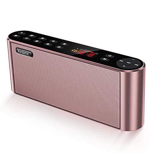 Book Cover Antimi Bluetooth Speakers with FM Radio MP3 Player Stereo Portable Wireless Speaker Dual Drivers with HD Sound, Built-in Microphone, High Definition Audio and Enhanced Bass (Pink)