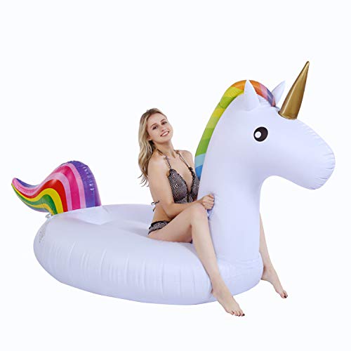 Book Cover MARSTOMOON Pool Floats Unicorn Swimming Pool Floats Giant Inflatable Pool Floats for Adults & Kids 106 Inch Long