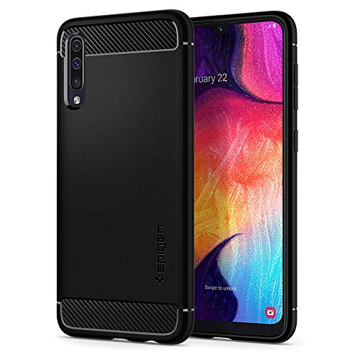 Book Cover Spigen Rugged Armor Works with Samsung Galaxy A50 Case (2019)/ Galaxy A50s/A30s - Matte Black
