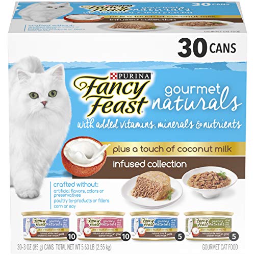 Book Cover Purina Fancy Feast Natural Wet Cat Food Variety Pack, Gourmet Naturals With Coconut Milk Infused Collection - (30) 3 oz. Cans