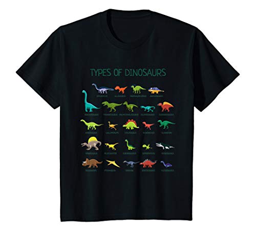 Book Cover Kids Types Of Dinosaurs Dino Identification T-Shirt
