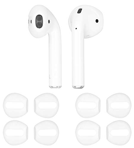 Book Cover IiEXCEL (Fit in Case) 4 Pairs Replacement Super Thin Slim Rubber Silicone Earbuds Ear Tips and Covers Skin for Apple AirPods or EarPods Headphones (Fit in Charging Case) (4 White)