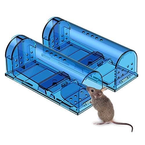 Book Cover Humane Mouse Trap | Catch and Release Mouse Traps That Work | Mice Trap No Kill for mice/Rodent Pet Safe (Dog/Cat) Best Indoor/Outdoor Mousetrap Catcher Non Killer Small Mole Capture Cage (2 Pack)