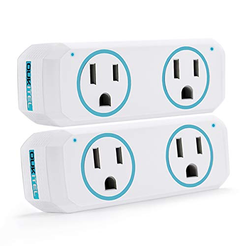 Book Cover Smart Plug, OUKITEL Dual Mini Wifi Outlet Compatible with Alexa, Google Assistant & IFTTT, Voice APP Remote, No Hub Required, ETL & FCC Certified, Blue - 2 Pack