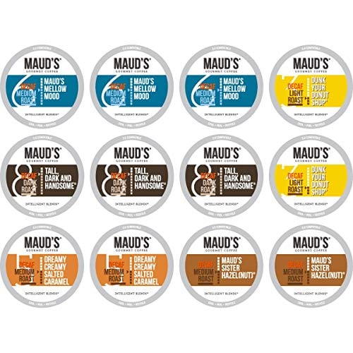 Book Cover Maud's Decaf Coffee Sample Pack, 12ct. Recyclable Single Serve Decaf Coffee Pods; K-Cup Compatible Including 2.0