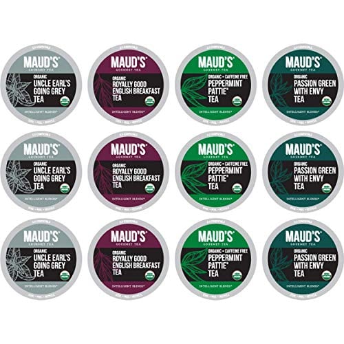 Book Cover Maud's Organic Tea Sample Pack, 12ct. Recyclable Single Serve Organic Tea Pods; K-Cup Compatible Including 2.0