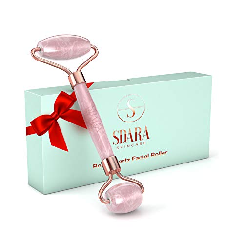 Book Cover Sdara Rose Quartz Roller for Face - Anti Aging 100% Natural Rose Quartz Jade Roller Massager - for Wrinkles, Eye Puffiness, and Sinus Pressure Relief - Facial Roller for Slimming & Firming