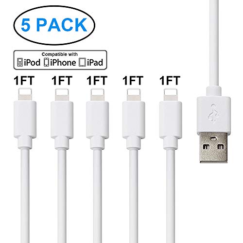 Book Cover Short USB Charging Cables (5 Pack 1FT) Compatible with All Charging Station, Pezin & Hulin Fast Charging Syncing Cables Compatible for Cell Phone Xs MAX XR X 8 8 Plus 7 7 Plus 6s 6s Plus 6 6 Plus and