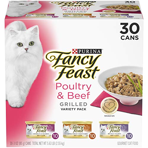 Book Cover Purina Fancy Feast Grilled Gravy Wet Cat Food Variety Pack, Poultry & Beef Grilled Collection - (30) 3 oz. Cans