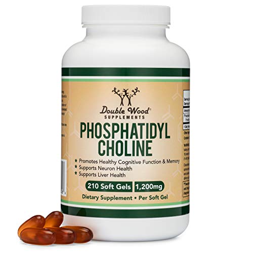 Book Cover Phosphatidylcholine 1,200mg - 210 Softgels - Enhanced Version of Sunflower and Soy Lecithin - Non-GMO, Made and Tested in The USA to Support Brain Health by Double Wood Supplements