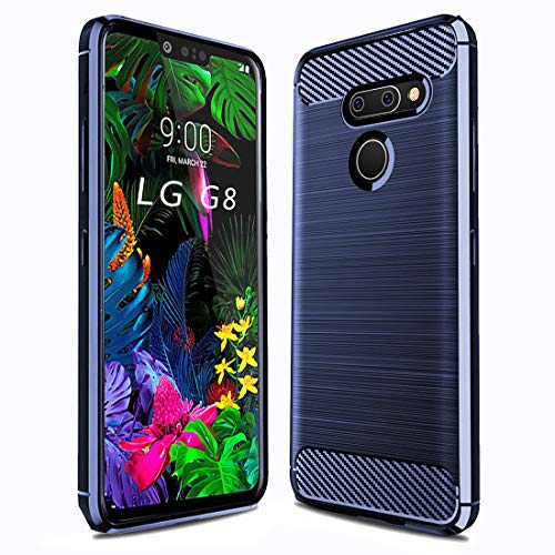Book Cover Sucnakp LG G8 ThinQ Case,LG G8 Case, TPU Shock Absorption Cell Phone Cases Technology Raised Bezels Protective Cover for LG G8 Case (TPU Blue)