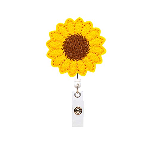 Book Cover YOROYAL Sunflower Badge Reel Holder, Accurate Stitching, Reinforced Strap, Easy Retracting, Alligator Clip, Perfect Gifts for Women