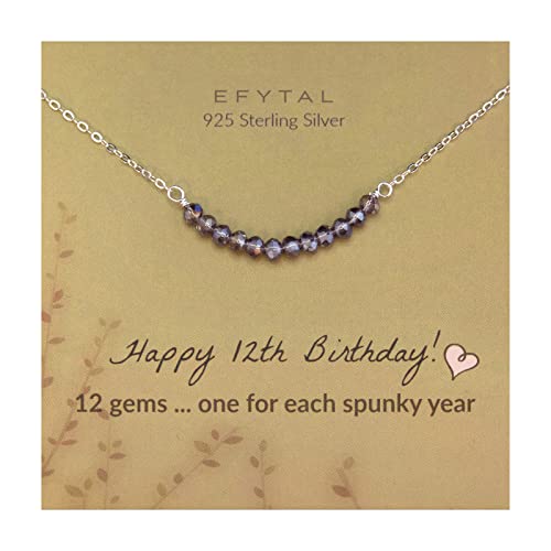 Book Cover EFYTAL 12 Year Old Girl Gifts, 12 Beads Sterling Silver Necklace, Gifts for 12 Year Old Girl, 12 Year Old Girl Gift Ideas, Birthday Gifts for 12 Year Old Girls, Cool Gifts for 12 Year Old Girl