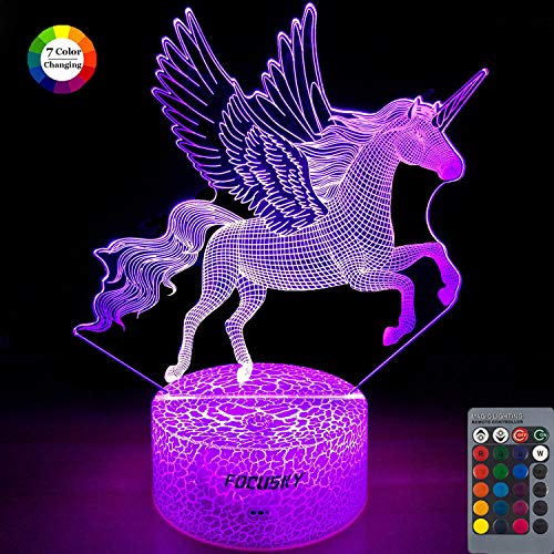 Book Cover Focusky Unicorn Night Light for Kids,Dimmable LED Nightlight Bedside Lamp,16 Colors+7 Colors Changing,Touch&Remote Control,Best Unicorn Toys Birthday Christmas Gifts for Girls Boys