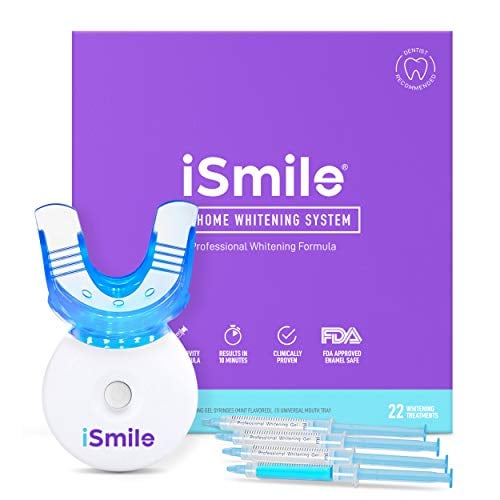 Book Cover iSmile Teeth Whitening Kit - LED Light, 35% Carbamide Peroxide, (3) 3ml Gel Syringes, (2) Remineralization Gel, and Tray