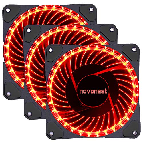 Book Cover upHere- 120mm Sleeve Bearing 3-Pin 32 Red LED Silent Fan for Computer Cases, CPU Coolers, and Radiators-Red,32R3-3