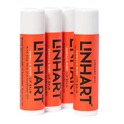 Book Cover Linhart 100% Natural Beeswax Lip Balm - SPF 15 Lip Balm with Organic Moisturizing Ingredients - Vanilla Mint Flavor (4 Pack)