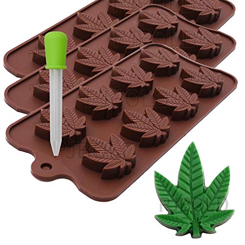 Book Cover Marijuana Cannabis Candy Mold Pot Leaf Silicone Trays for Chocolate Gummies Party Novelty Gift Molds, 3 Pack