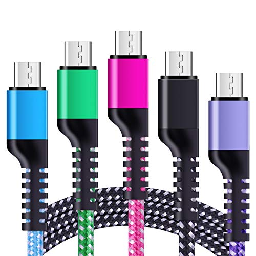 Book Cover Charging Cables Android, Cebkit 5Pack 6FT Micro USB Cords Cell Phone Chargers High Speed Compatible Samsung Galaxy S6 S7 Edge/active/Plus, LG stylo 2/3 K20 plus K8 K7, Tab S2 S4, Note 3 4 5, Colorful