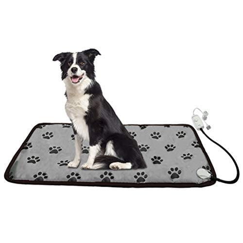 Book Cover PUPTECK Pet Heating Pad for Dog Cat Electric Heated Pads - Waterproof & Chew Resistant Mat for Indoor Grey Large
