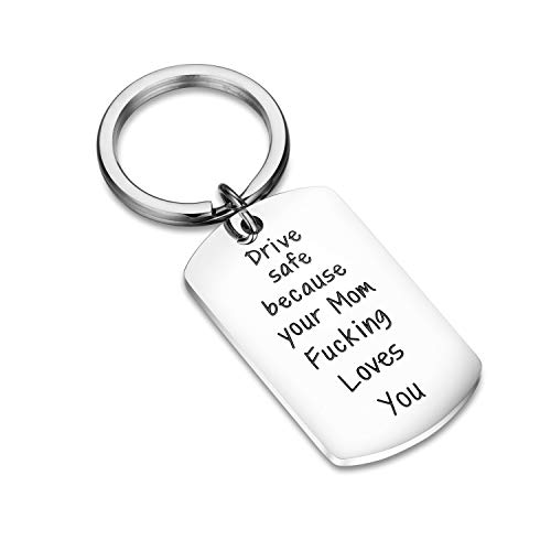 Book Cover CJ&M Sweet 16 Keychain for Daughter, New Driver Keychain, Keychain to Son from Mother, Drive Safe Keychain, New Driver Gift, Fun Mom Gift