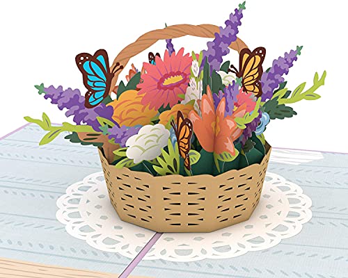 Book Cover Lovepop Flower Basket Pop Up Card, 5x7 – 3D Card for Mom, Card for Wife, Paper Flower Card, Thank You Card, Thinking of You, Appreciation Card