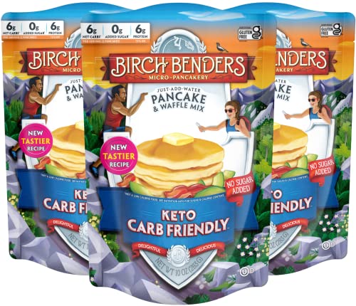 Book Cover Keto Pancake & Waffle Mix by Birch Benders, Low-Carb, High Protein, Grain-free, Gluten-free, Low Glycemic, Keto-Friendly, Made with Almond, Coconut & Cassava Flour, Just Add Water, 3 Pack (10oz each) 10 Ounce (Pack of 3)