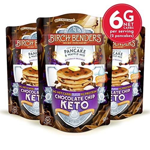 Book Cover Birch Benders Keto Chocolate Chip Pancake & Waffle Mix with Almond/Coconut & Cassava Flour, 3 Count