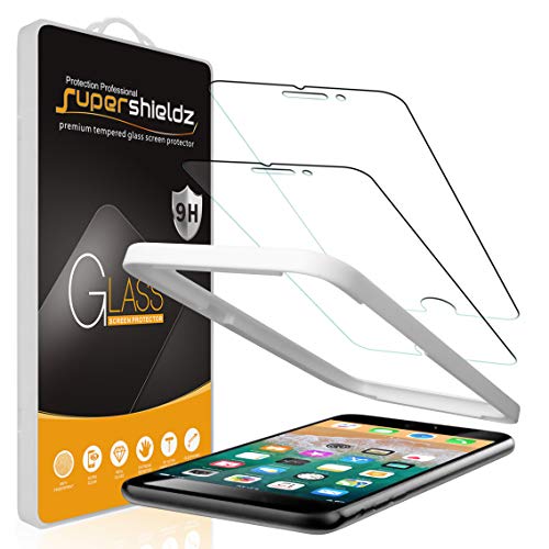Book Cover (2 Pack) Supershieldz Designed for Apple iPhone 6S Plus and iPhone 6 Plus (5.5 inch) Tempered Glass Screen Protector with (Easy Installation Tray) Anti Scratch, Bubble Free