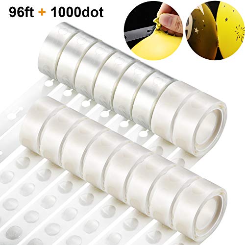Book Cover 1000 Pieces Balloon Glue Point 96 ft Balloon Tape Strip Balloon Decorating Strip Kit Balloon Arch Garland Decorating Strip Clear for Wedding Party Birthday Babyshower Decorations DIY (16 Pieces)