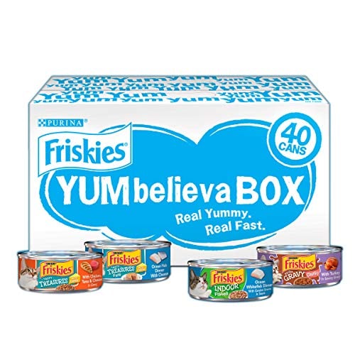 Book Cover Purina Friskies Wet Cat Food Variety Pack, YUMbelievaBOX YUM-Sational Treasures - (40) 5.5 oz. Pull-Top Cans