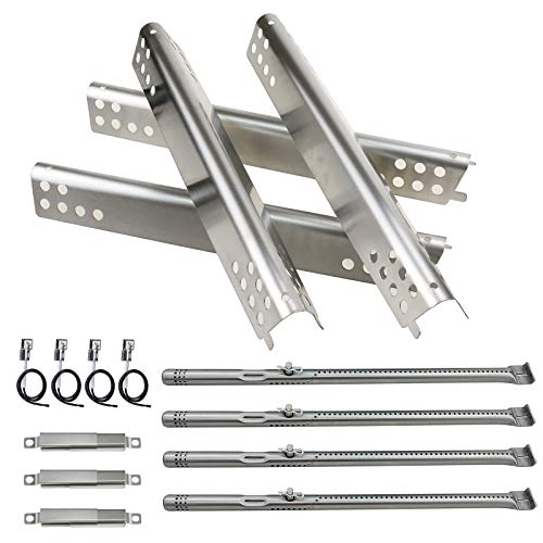 Book Cover Hisencn Repair Kit For Charbroil Advantage Series 4 Burner 463240015, 463240115, 463343015, 463344015 Gas Grills, Stainless Pipe Burner, Heat Plate Tent Shield, Adjust Carryover tube Replacement Parts