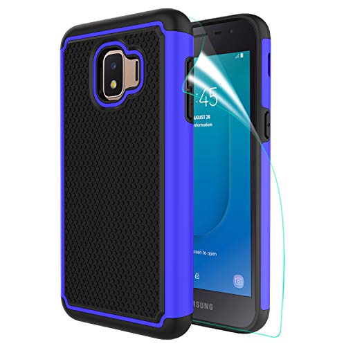 Book Cover Innge for Samsung Galaxy J2 Case,J2 Core Case,Galaxy J2 Dash/Galaxy J2 Pure/J2 Shine/J260 Phone Case with Screen Protector,[Shockproof] Dual Layer Armor Defender Phone Case Cover,Blue