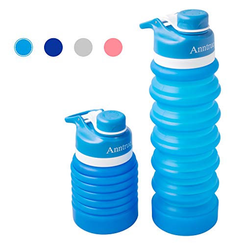 Book Cover Collapsible Silicone Water Bottle 750ML, Anntrue Leak Proof, Foldable, Shatter-proof Travel Water Bottles(Sky Blue)