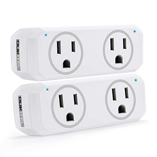 Book Cover Smart Plug, OUKITEL Dual Mini Wifi Outlet Compatible with Alexa, Google Assistant & IFTTT, Voice APP Remote, No Hub Required, ETL & FCC Certified, Grey - 2 Pack