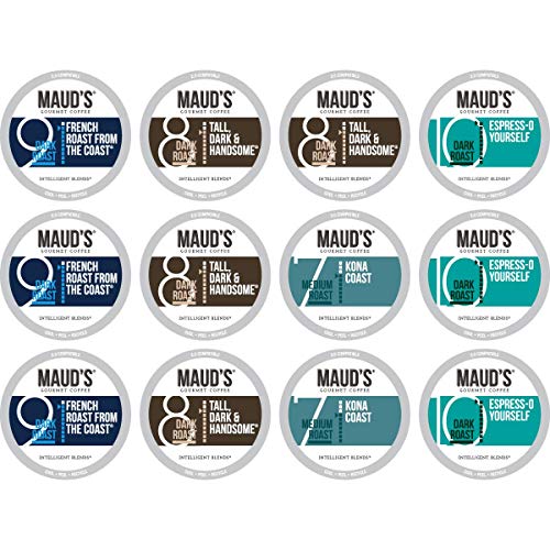 Book Cover Maud's Dark Roast Coffee Sample Pack, 12ct. Recyclable Single Serve Arabica Coffee Pods; K-Cup Compatible Including 2.0