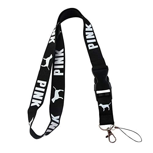 Book Cover Lanyard Keychain Holder Keychain Key Chain Black Lanyard Clip with Webbing Strap (Black Pink)