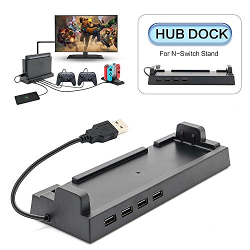 Book Cover Hub Dock for Nintendo Switch Dock, USB 2.0 Data Transmission Dock with 4 Output Ports for Wired Pro Controllers, Keyboard, Joy-Con Dock, Switch Gamecube Controller Adapter, Mobile Phone, etc