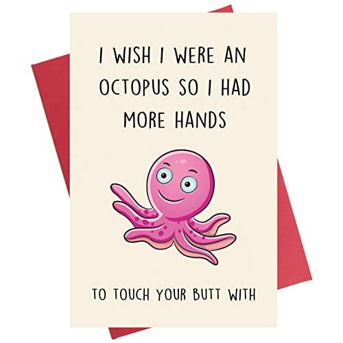 Book Cover Funny Anniversary Card for Husband Boyfriend, Birthday Card for Him, Valentines Day Card, I Wish I Were an Octopus