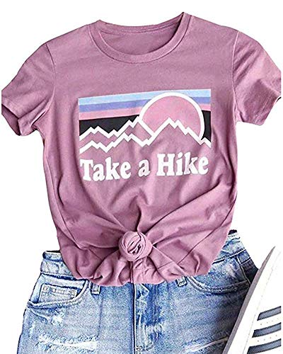 Book Cover AEURPLT Womens Take A Hike T Shirt Summer Short Sleeve Casual Vacation Camping Graphic Tees Tops