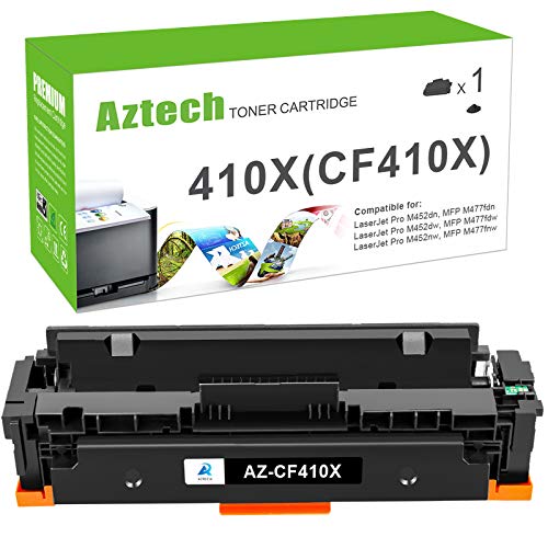 Book Cover Aztech Compatible CF410A Toner Cartridge Replacement for HP 410X CF410X 410A CF410A Color Pro MFP M477fdw M477fnw M477fdn M452dn M452dw M452nw M377dw Printer Ink (Black, 1-Pack)