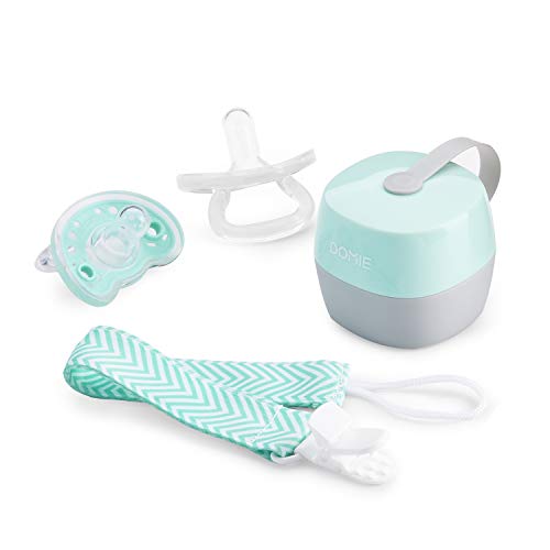 Book Cover Baby Pacifier Set with Clip and Storage Case 2 Count Domie
