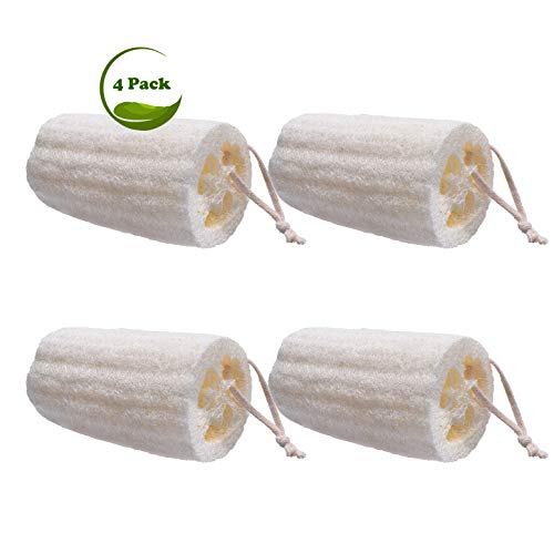 Book Cover Sportout 100% Natural Organic Loofah Sponges, Large Exfoliating Shower Loofah Body Scrubbers, Buff Away Dead Skin for Smoother, Perfect for Bath Spa and Shower, Luxurious Packaging (4 Pack)